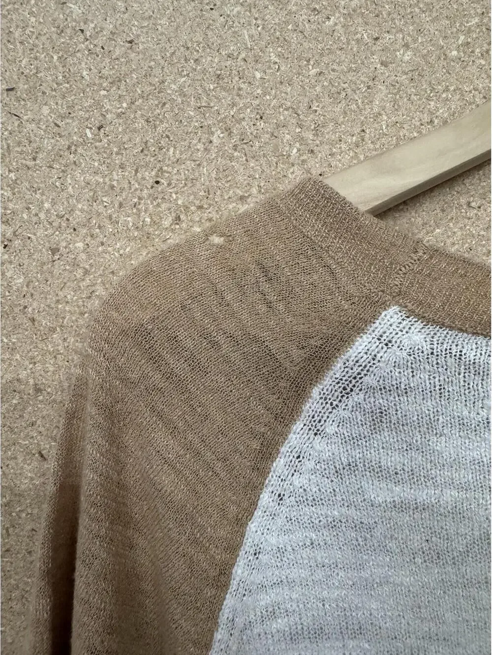 (RFB3) J Crew Womens XXL Sweater Cream Tan Colorblock Raglan Lightweight Knit